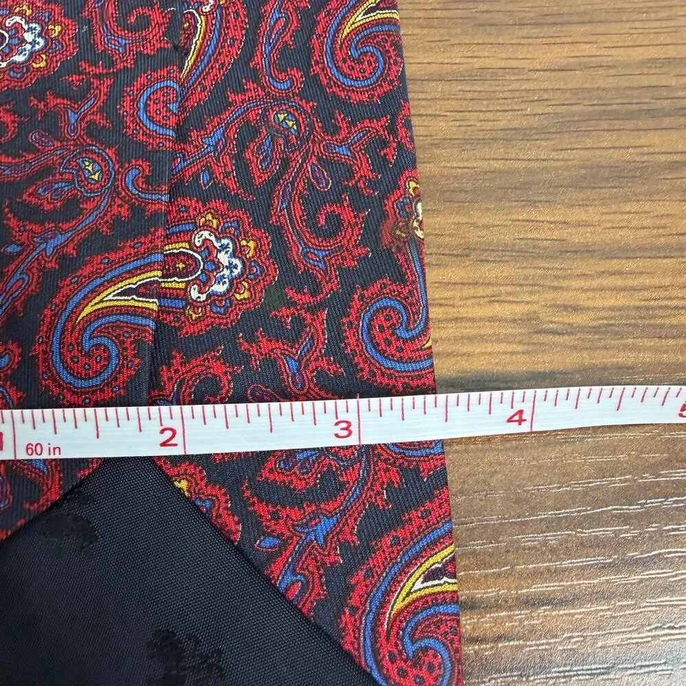 Brooks Brothers Makers Men's Red Black & Blue Paisley Silk Necktie 58 x 3.5 in.‎